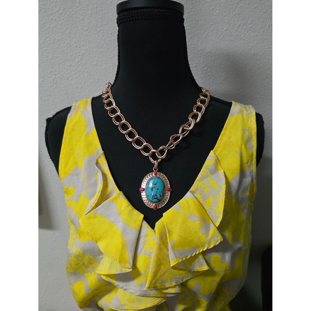 Barse Genuine  Bronza & Genuine Turquoise Cocktail Necklace And Ring